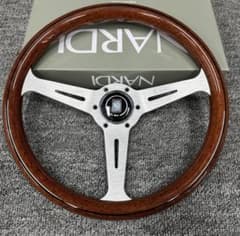 5★NARDI ウッドステアリング　14インチ　358mm シルバースポーク NARDIステアリング 350mm 14インチ ウッド調 シルバー - メルカリ