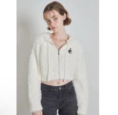 épine é shaggy knit zipper hoodie ivoryのサムネイル