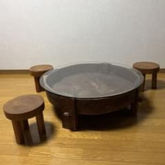 円形ガラスローテーブル＆スツール3脚 和モダン 古民家カフェ風 m63118965991_1.jpg?1771983499