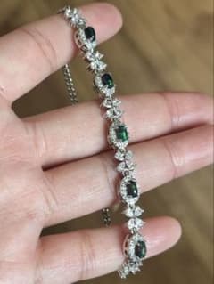 블랙 오팔 팔찌 천연석 동은 도금
