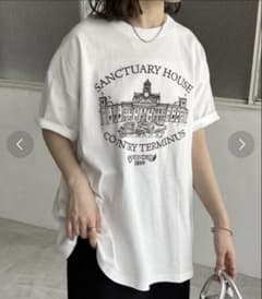 Discoat 刺繍口ゴ オーバーサイズ Tシャツ 白 ゆるT ゆったりのサムネイル