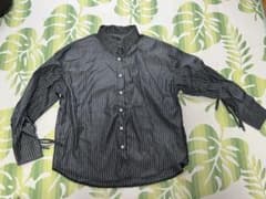 SHEIN ストライプ 長袖シャツ ブラック S