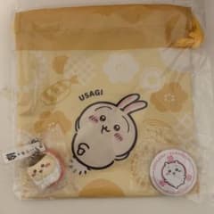 ちいかわ くら寿司 コラボ 巾着 うさぎ フィギュア くりまんじゅう　缶バッチのサムネイル