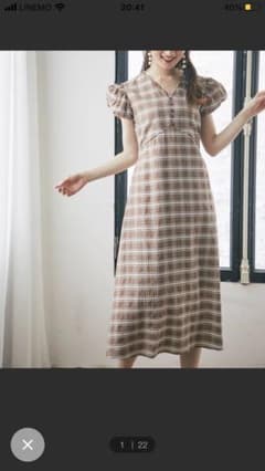 ウエストりぼん付きスカラネックチェック柄ワンピースtocco closetのサムネイル