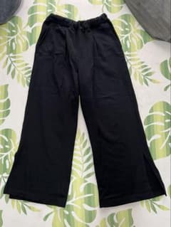 ブラック ワイドスウェットパンツ