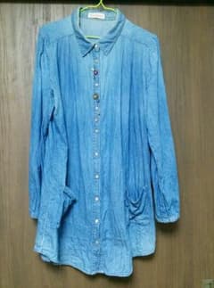 デニムロングシャツ 大きいサイズのサムネイル