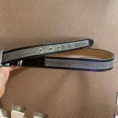 Men's belt, Lanvin en Bleu, brown base with dark silver glitter.