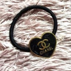 CHANEL ヘアゴム ハート ココマーク ブラック ゴールド ノベルティ