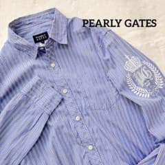 PEARLY GATES ストライプシャツ 刺繍ロゴ 5 日本製 - メルカリ