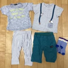 ファミリア bebe ユニクロ SLAPSLIP Tシャツ パンツ 靴下　100のサムネイル