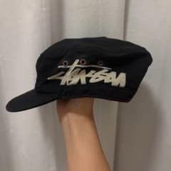 STUSSY キャスケットワークキャップ ブラック ロゴ刺繍 y2k ストリート