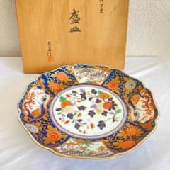 未使用箱付】其泉窯 有田焼 賞美堂 琳派 古伊万里 大皿 盛皿 約35㎝ 1