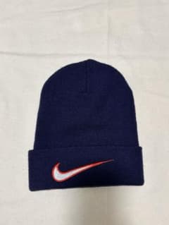 [90’s] NIKE ニット帽 ビーニー ネイビー 銀タグのサムネイル