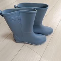 新品未使用品/ブルー シンプル 長靴 持ち手付き