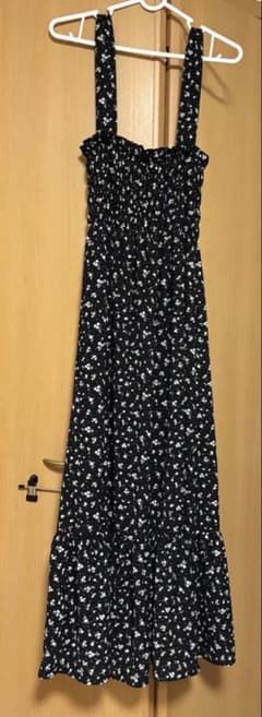花柄 キャミワンピース ロング丈 ブラックのサムネイル