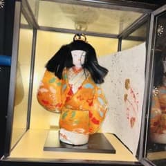 西丸人形 日本人形 衣裳人形 金襴 稚児髷 約30cm ガラスケース付