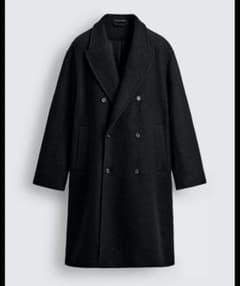 新品 ZARA ウールダブルブレストロングコート L 黒 定価約3万円 - メルカリ