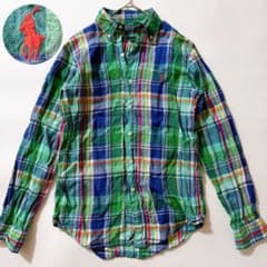 22年製✨️リネン100 ポロラルフローレン チェックシャツ ポニー刺繍 S