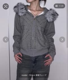 y2k sedacle girl スタッズ フェイクファー パーカーのサムネイル