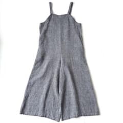 フォグリネンワーク×ネストローブ　リネンサロペットパンツ　ワイド　千鳥格子 fog linen work エリー サロペット パンツ リトアニアリネン 千鳥