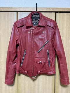 D*k様 jimsinn レザージャケット レッド サイズ34のサムネイル