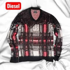 Diesel チェック柄モヘアニットセーター Vネックのサムネイル
