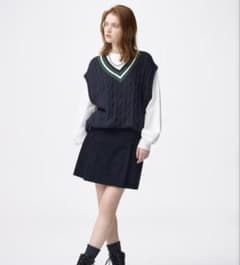 GU コーデュロイスカート　スコート　タイトスカート　ネイビー　紺