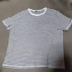 ZARA ボーダー ポケット付き Tシャツ 半袖 ホワイト ブラック Mのサムネイル