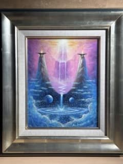 Benny Anderson oil painting, framed, fantastical landscape art, fine art, estate liquidation.