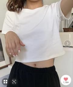 ショート丈tシャツ　ヘソ出しのサムネイル