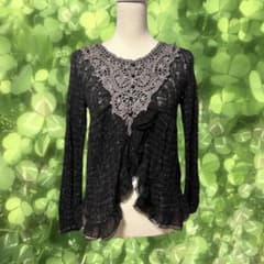 森ガール フェアリーグランジ axes femme 黒いレース 長袖カーディガン