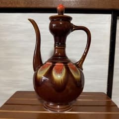 【美品】水差し 陶器 昭和 和モダン 赤褐色