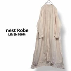 nest Robe リネン近江晒さくら染バンドカラーシャツワンピース 麻100% nest Robe リネン近江晒さくら染バンドカラーシャツワンピース 麻100