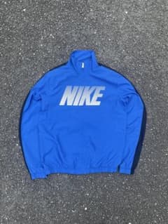 90s 00s NIKE ナイロンジャケット M 青 短丈 y2k デカロゴ - メルカリ