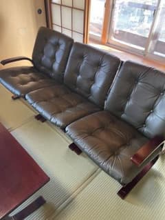 購入前要コメント】FUJI FURNITURE ビンテージ 3Pソファー