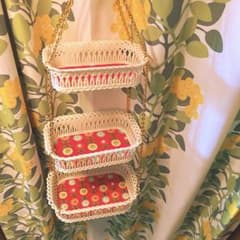 昭和レトロ レトロポップ 吊り下げ式 花柄 バスケット 3段かご 新品未