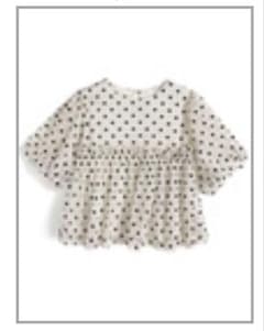 GRLドット柄バルーンスリーブギャザーフリルチュールブラウス[fo2290]のサムネイル