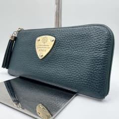 美品 ATAO リモ 長財布 グリーン レザー タッセル付き 金具 プレート 美品 ATAO リモ 長財布 グリーン レザー タッセル付き 金具 プレート
