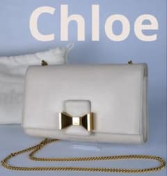希少カラー・美品】Chloé クロエ リボンチェーンウォレット ベージュ 