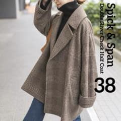 Spic＆Span》Wスライバーチェックハーフコート ブラウン 38 M - メルカリ