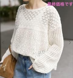 ✩︎⡱spick &span 透かし編みボートネックニット ホワイト