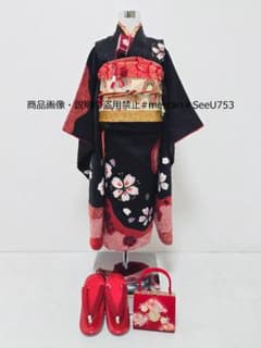 七五三　7歳　正絹　部分絞り　着物　フルセット　女の子 d09 七五三 7歳 正絹 部分絞り 着物 フルセット 女の子 d09 - メルカリ