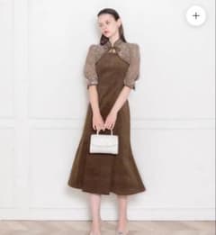 ブラウン パーティードレス シフォン スエード 結婚式 Leja ワンピースのサムネイル