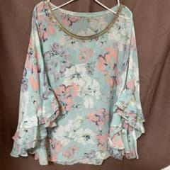 グレースコンチネンタル シルク 花柄 フリル袖チュニック ブラウス