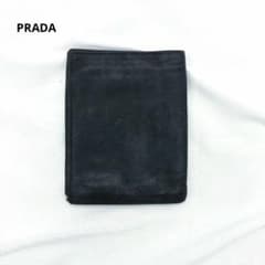 PRADA 2つ折り財布 札入れ カード入れ ラムレザー ネイビー