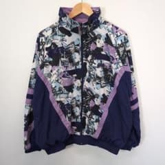 トラックジャケット 総柄 パープル ブルー ヴィンテージ　90sのサムネイル