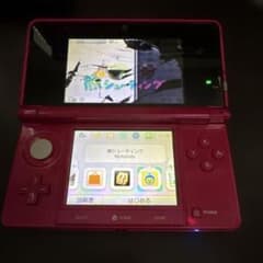 ジャンク品　上画面液晶割れ Nintendo 3DS 本体 コスモブラックレッドのサムネイル