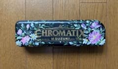 スズキ、クロマチックハーモニカ16穴、手書きお花ケースつきのサムネイル
