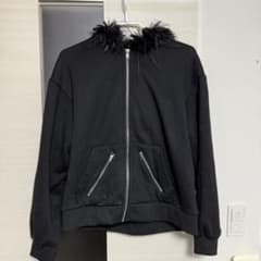 ファー付きパーカー 短丈 ジップアップ y2k punk opium 古着 平成のサムネイル