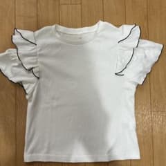 GU フリルスリーブ リブTシャツ ホワイト 150のサムネイル